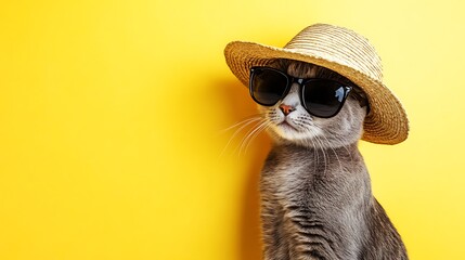 Obraz premium Cool Cat in Sunglasses and Hat
