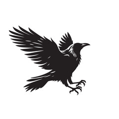 Crow or Raven vector silhouette. Raven silhouette logo, icon vector black and white.