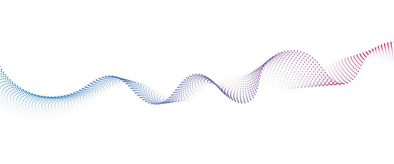 Flowing Dot Wave halftone gradient pattern on transparent background	