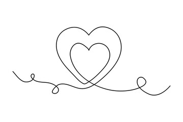 Love shape continuous one  line drawing of Valentine's day outline design