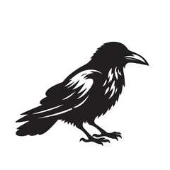Obraz premium Raven or crow silhouette vector design. Raven vector illustration. Crow or raven logo, icon balck and white.