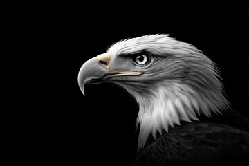 Obraz premium A majestic bald eagle in profile against a dark background.