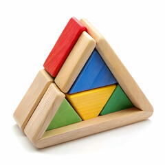 Fototapeta premium Colorful Wooden Triangle Toy Pieces for Creative Play