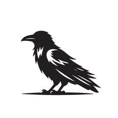Obraz premium Raven or crow silhouette vector design. Raven vector illustration. Crow or raven logo, icon balck and white.