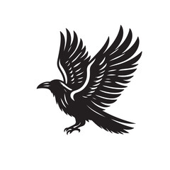 Obraz premium Raven or crow silhouette vector design. Raven vector illustration. Crow or raven logo, icon balck and white.