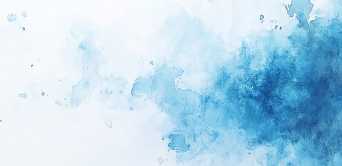 Abstract Blue Watercolor Background on White