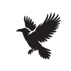 Raven or crow silhouette vector design. Raven vector illustration. Crow or raven logo, icon balck and white.