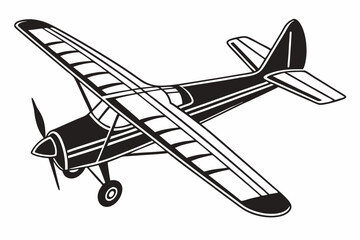 Airplane silhouette vector illustration, skywriting plane black and white