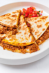 Mexican quesadilla on the white background