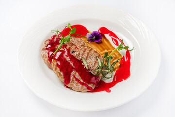 grilled steaks with berry sauce