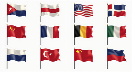 Set of International Flags Illustration - Collection of Global Country Flags, Perfect for Educational Resources and Cultural Studies