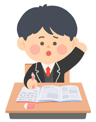 학교에서 수업중인 남학생