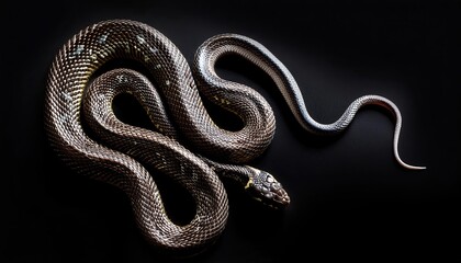 Obraz premium Close up of a snake on a black background