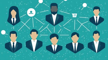 A Network of Business Professionals Connected by Lines