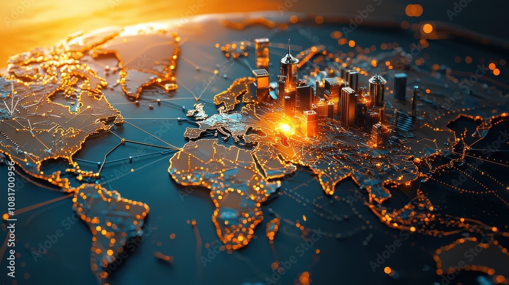 Aufkleber digital representation of international partnership global network infographic technology environmen