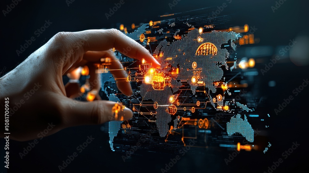 Poster Digital collaboration event global network interactive graphic virtual environment strategic partnership concept