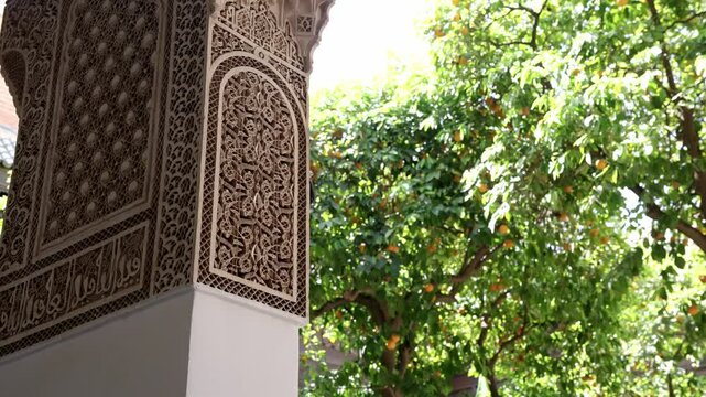 Cement column with Moroccan designs