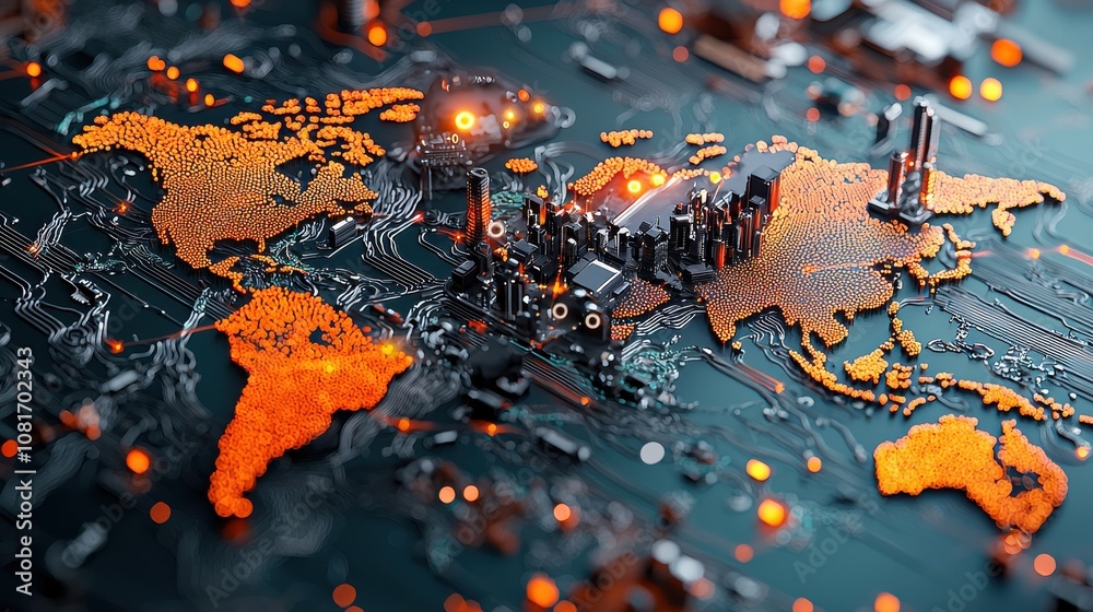 Aufkleber Connecting the world digital lines mapping global standards digital realm visual content technological landscape global perspective connectivity concept