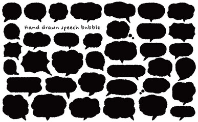 手描きふきだし｜黒色イラスト素材セット