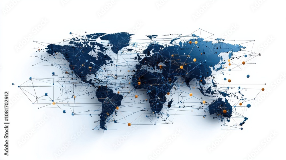 Poster Global connectivity initiative world map graphic visualization digital environment intergovernmental standards concept
