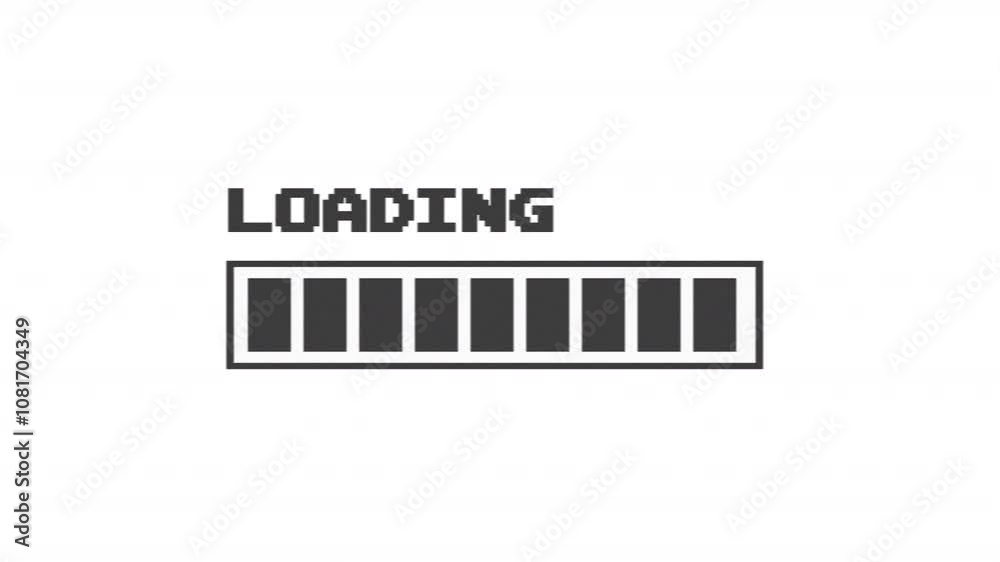 Poster animated loading icon in y2k style with glitch effect. alpha channel
