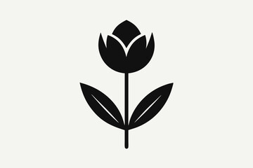 Black tulip silhouette illustration vector illustration, tulip floral with white background