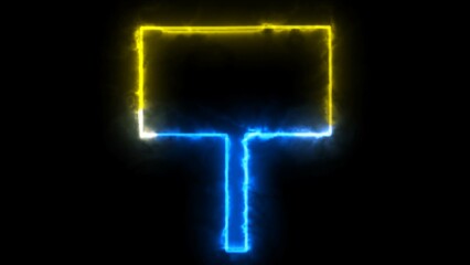 Neon signboard animation. Signboard. road sign, Road guideposts or control traffic with black background.