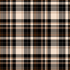 Seamless brown tones striped plaid pattern design. for plaid, fabric, carpet, rug, textile, clothes, table, weaving, dress, clothing. Vector drawing