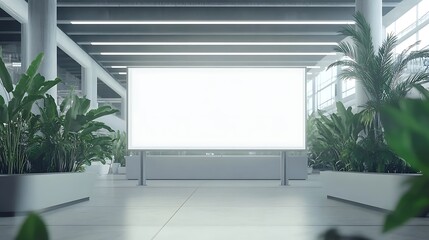 Blank Billboard in Modern Airport