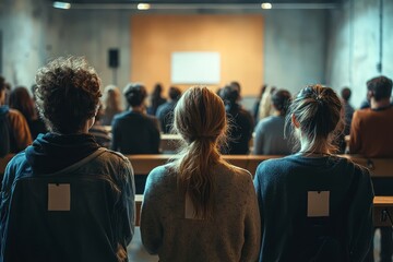 A town hall meeting where the election results are celebrated, and future plans are discussed, Generative AI
