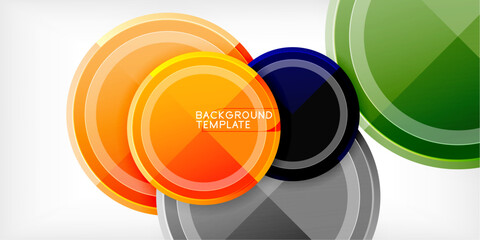 Abstract background - multicolored circles, trendy minimal geometric design, vector illustration