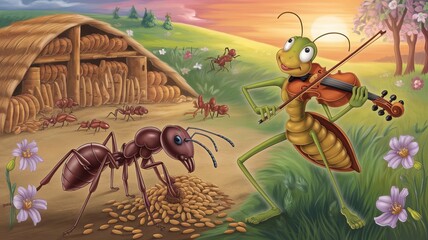Illustration of the story The Ant and the Grasshopper © THESUN