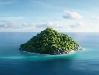 A serene tropical island surrounded by calm blue waters.