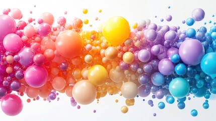 A vibrant abstract background of colorful spheres in a rainbow gradient.