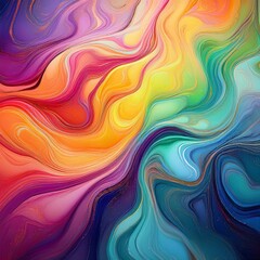 Psychedelic Rainbow Liquid Background with Vibrant Colors and Swirling Patterns
