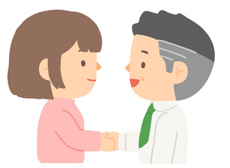 회사에서 악수중인 두 회사원