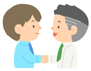 회사에서 악수중인 두 회사원