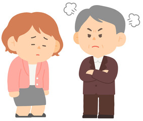 상사에게 혼나는 여성 회사원