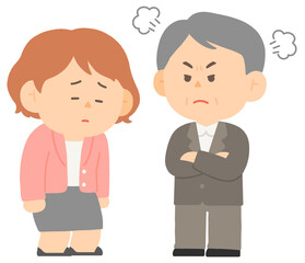 상사에게 혼나는 여자 회사원