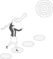 Businesswoman aims the growing arrow further up