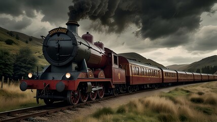 Obraz premium steam train in the countryside genrative ai 