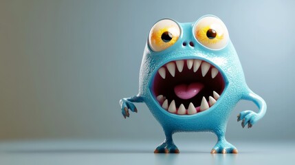 Naklejka premium 3D illustration of a funny cute monster for design concept