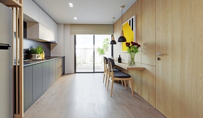 modern kitchen interior.