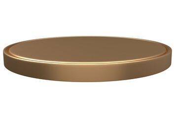 Gold pedestal display platform with modern podium stand. Empty Exhibition stage background or empty product shelves.