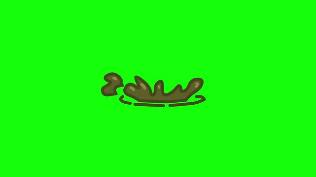 Sewer color liquid splash cartoon shape animation. 4K Green screen background (Water).