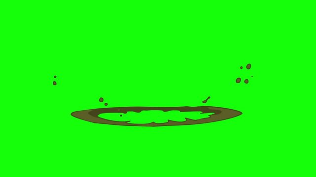 Sewer color liquid splash cartoon shape animation. 4K Green screen background (Water).