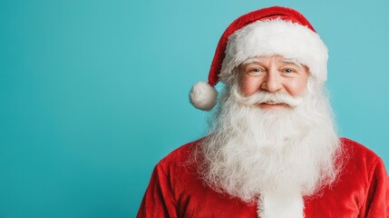 Naklejka premium Festive santa portrait studio closeup image cheerful atmosphere front view christmas spirit