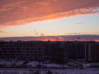 dramatic sunset over the city