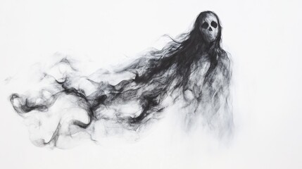 watercolor of a ghostly presence on white background