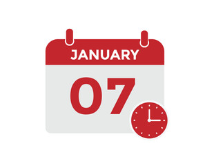 January 7 Calendar Day or Calender Date for Deadlines or Appointment. calendar date icon on white background.
